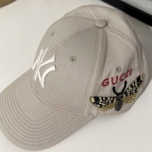 Gucci Beige Cap with Embroidered Details